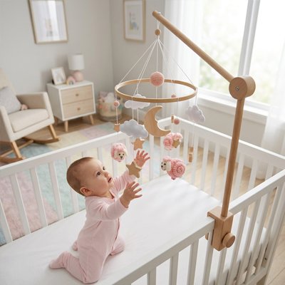 mobile bébé fille au-dessus du lit