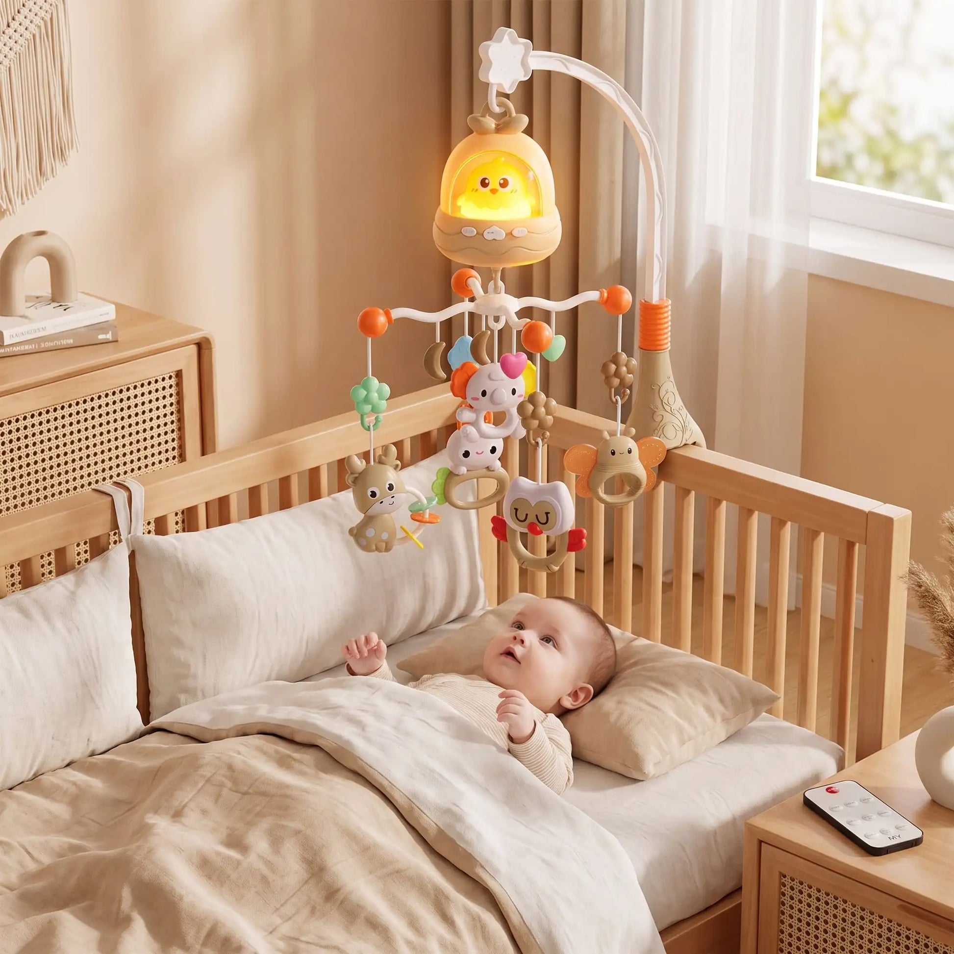mobile bébé musical et lumineux pour lit bébé