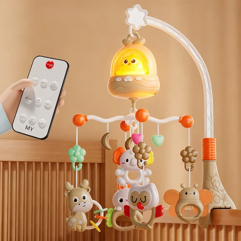 mobile bébé musical poussin beige avec lumière