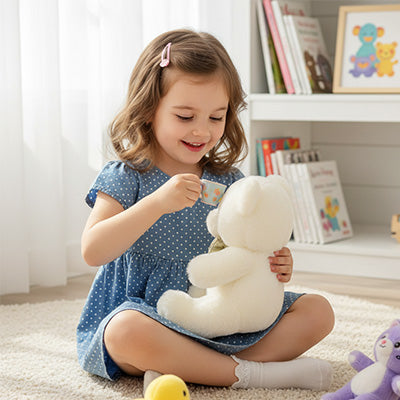 ours en peluche ultra doux et petite fille