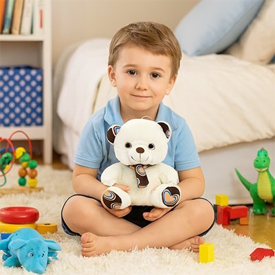 ours en peluche ultra doux marron et garçon