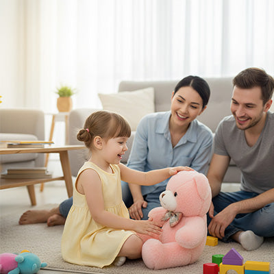 ours en peluche ultra doux parents et fille