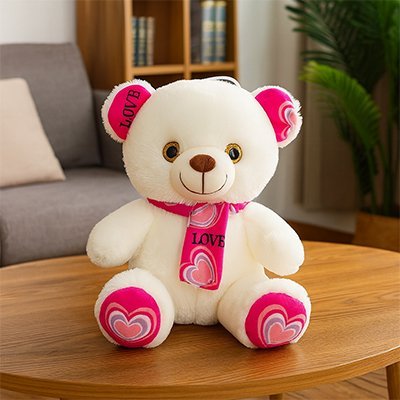 ours en peluche ultra doux rose dans le salon