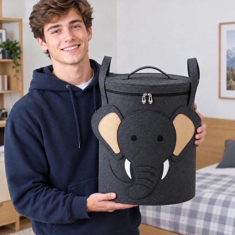 Panier à jouets éléphant 45 × 33 cm