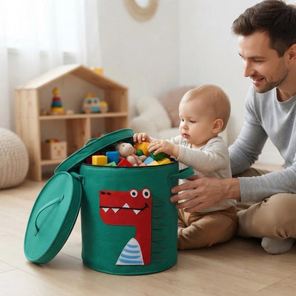Panier à jouets vert détails fermeture et poignées