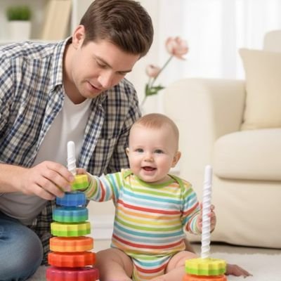 papa bébé jouant jouet bébé 18 mois