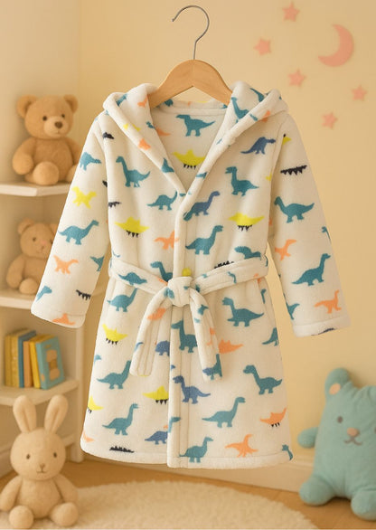 peignoir enfant dinosaure blanc