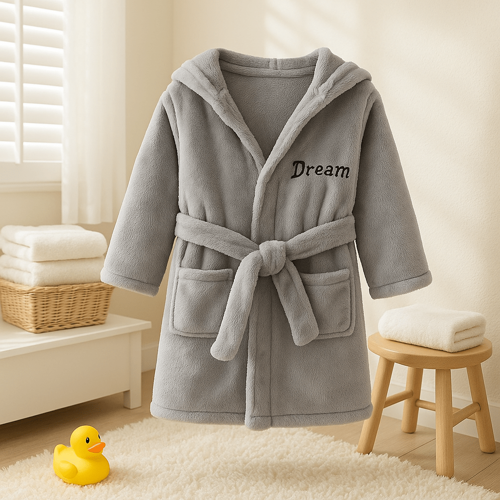 peignoir enfant rêve gris