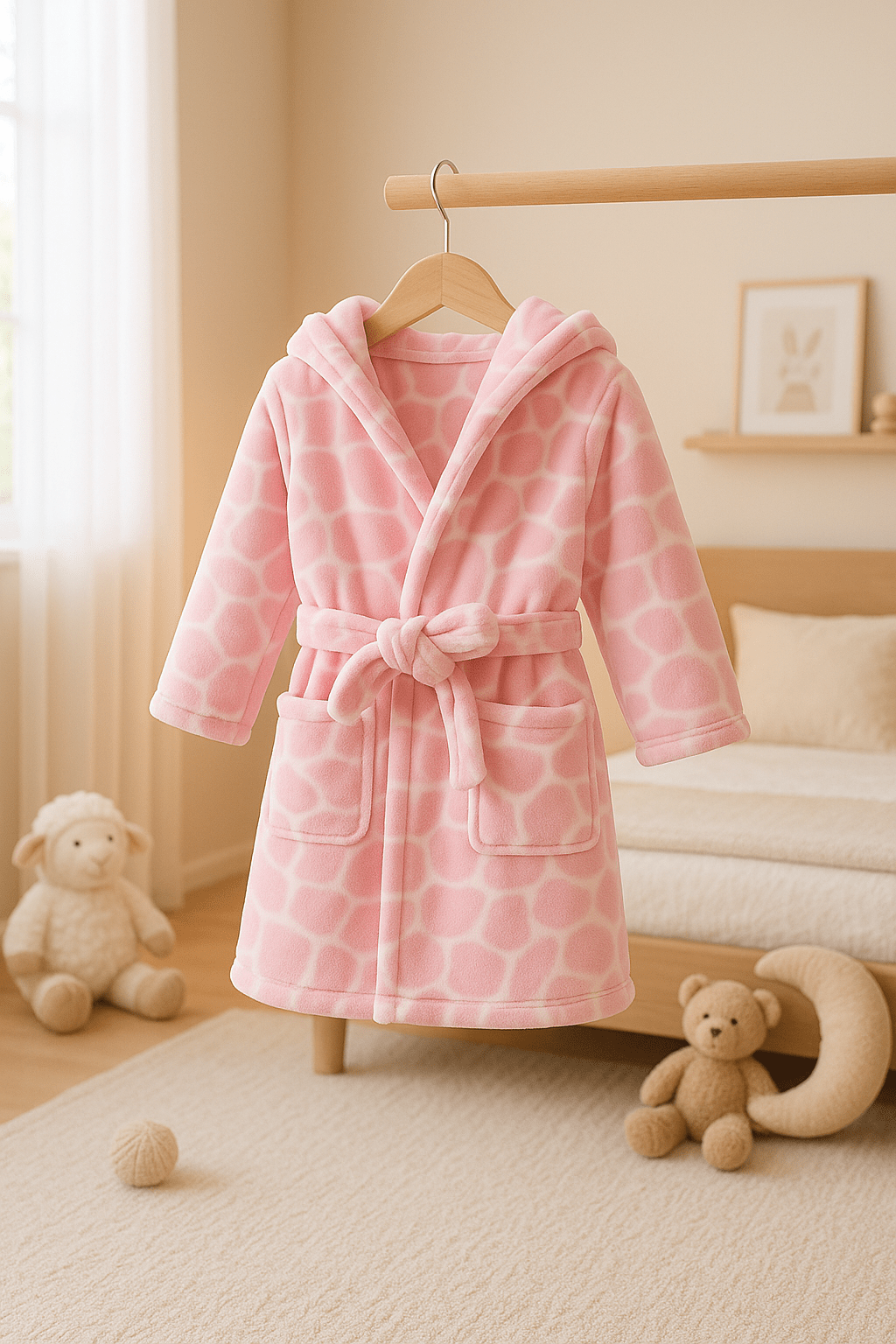 peignoir enfant reve rose et blanc