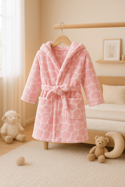 peignoir enfant reve rose et blanc