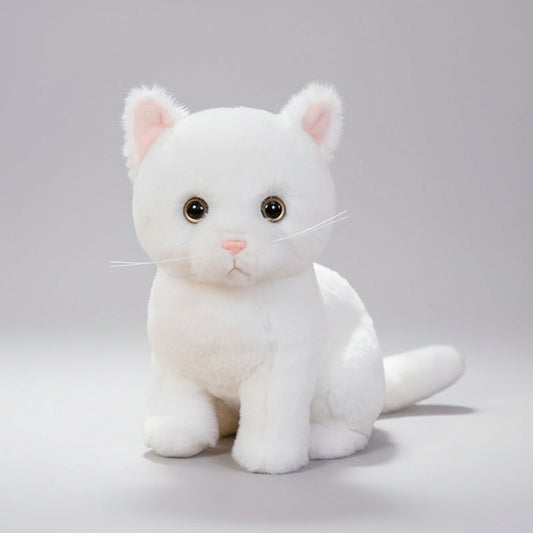 peluche chat ultra douce blanc