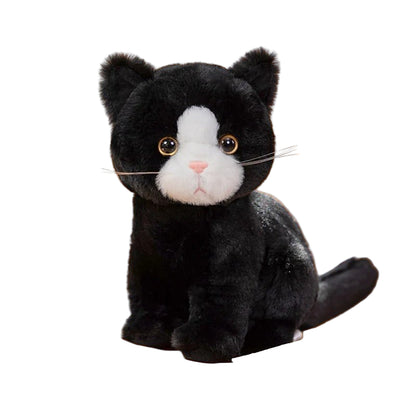 peluche chat ultra douce noir et blanc