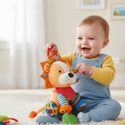 peluche d’activité bébé lion bébé éveil