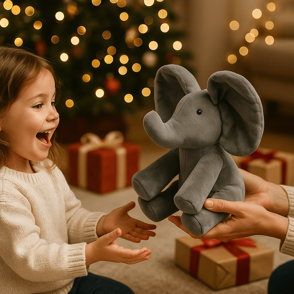 peluche éléphant gris souris noel