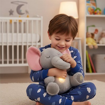 peluche interactive lumineuse  avec enfant