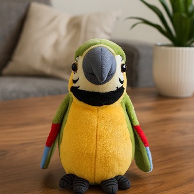 peluche interactive eveil calin vert sur une table