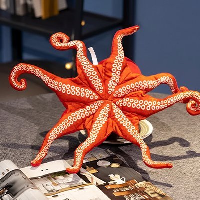 peluche pieuvre reversible rouge ventouses