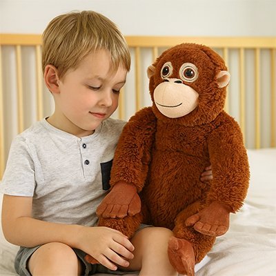 peluche singe Kong avec petit garçon