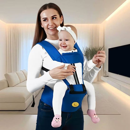 porte bebe ergonomique bleu et maman