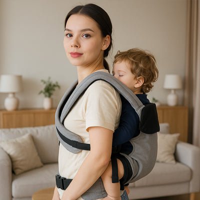 porte bebe physiologique sur le dos de maman
