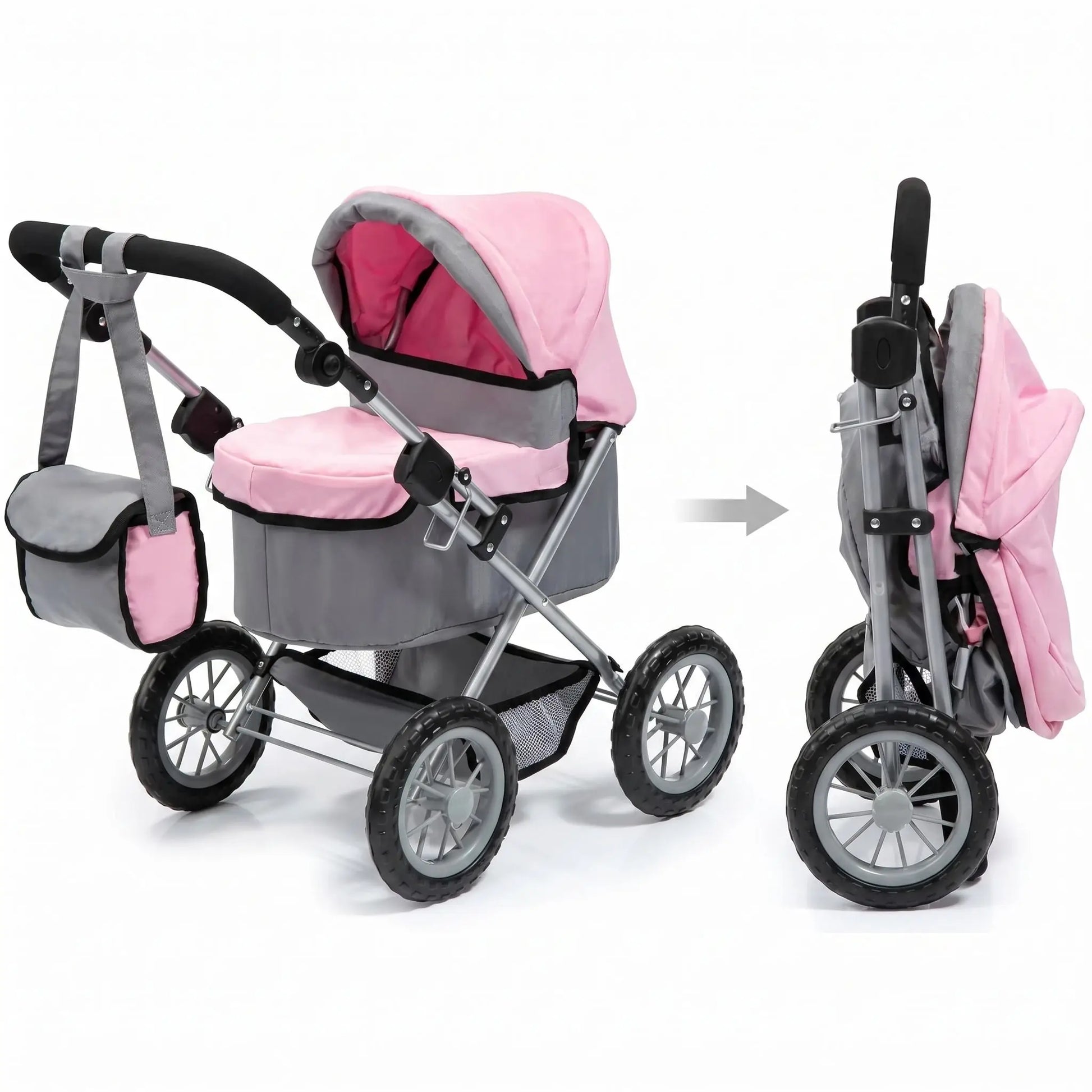 Poussette jouet pliable avec sac à langer