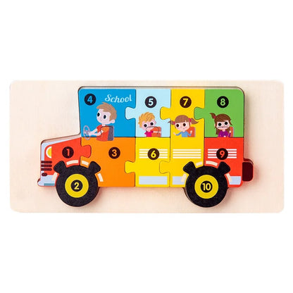 puzzle bébé animaux bois bus