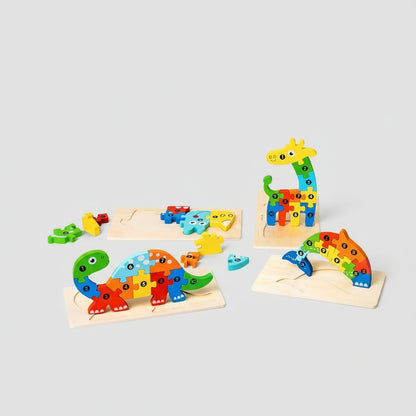 puzzle bébé animaux bois numéroté motricité