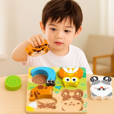 puzzle bébé bois animaux enfant joue formes