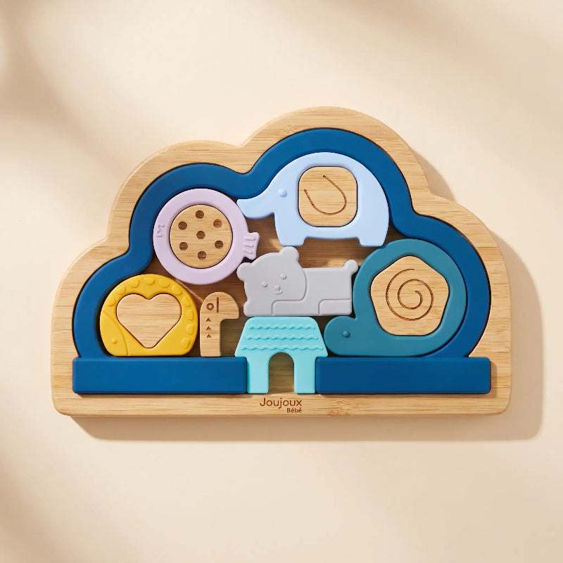 Puzzle bébé ois et ilicone bleu océan