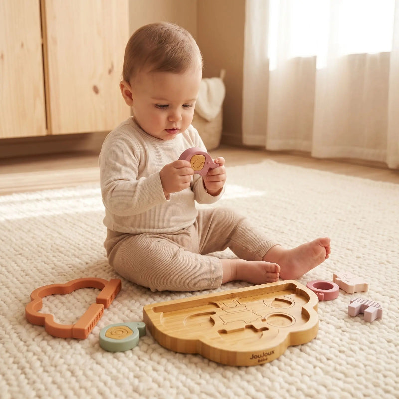 Puzzle bébé bois trois coloris