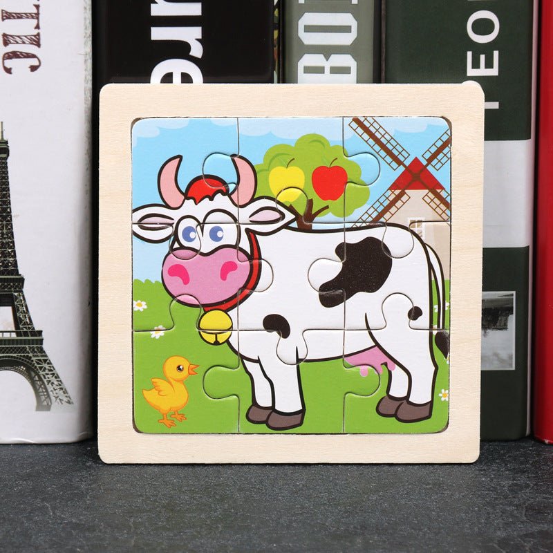 puzzle bebe vache en bois