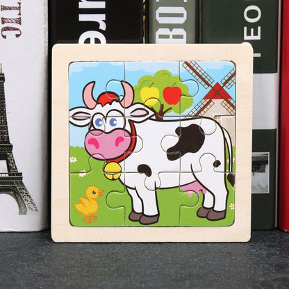 puzzle bebe vache en bois