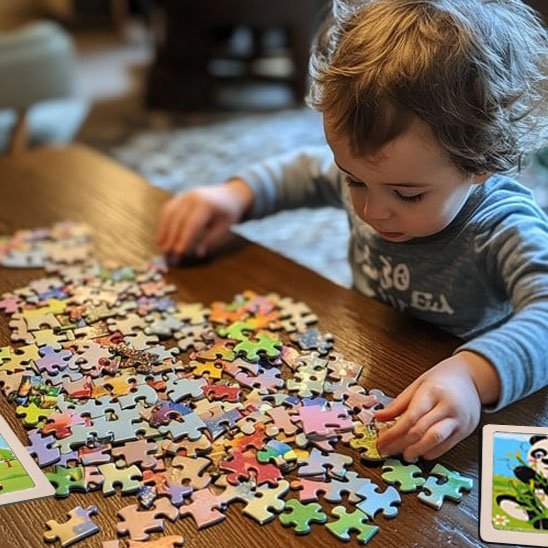 puzzle bebe éveil colore avec bebe dans le salon