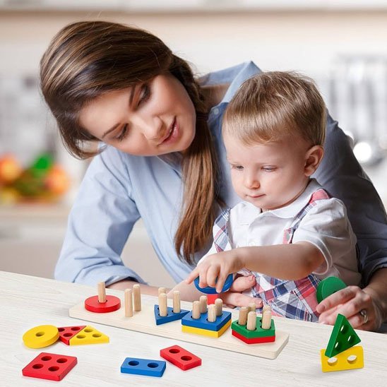 puzzle bois artisanal bébé avec maman