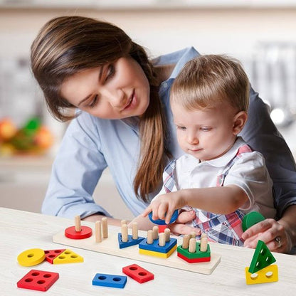 puzzle bois artisanal éducatif avec maman et petit