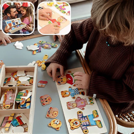 puzzle bois éducatif créatif en bois dans la chambre