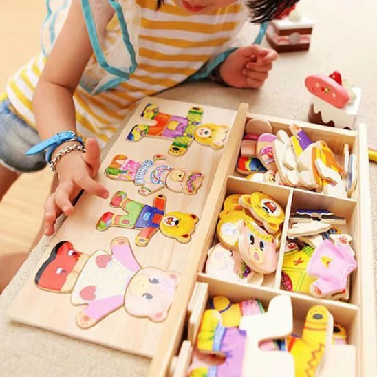 puzzle bois éducatif créatif en bois rangement