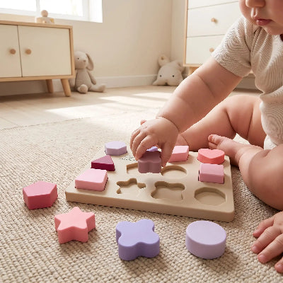 Puzzle silicone avec formes colorées