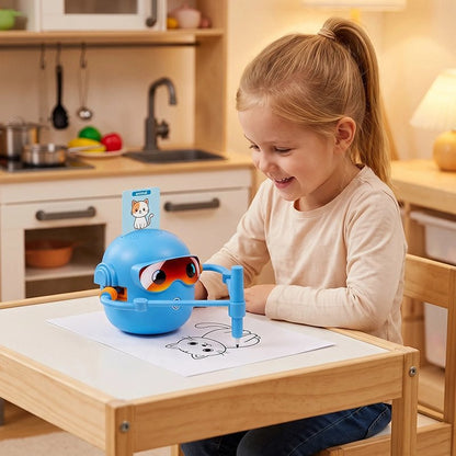 Robot dessin utilisé par une fille à table