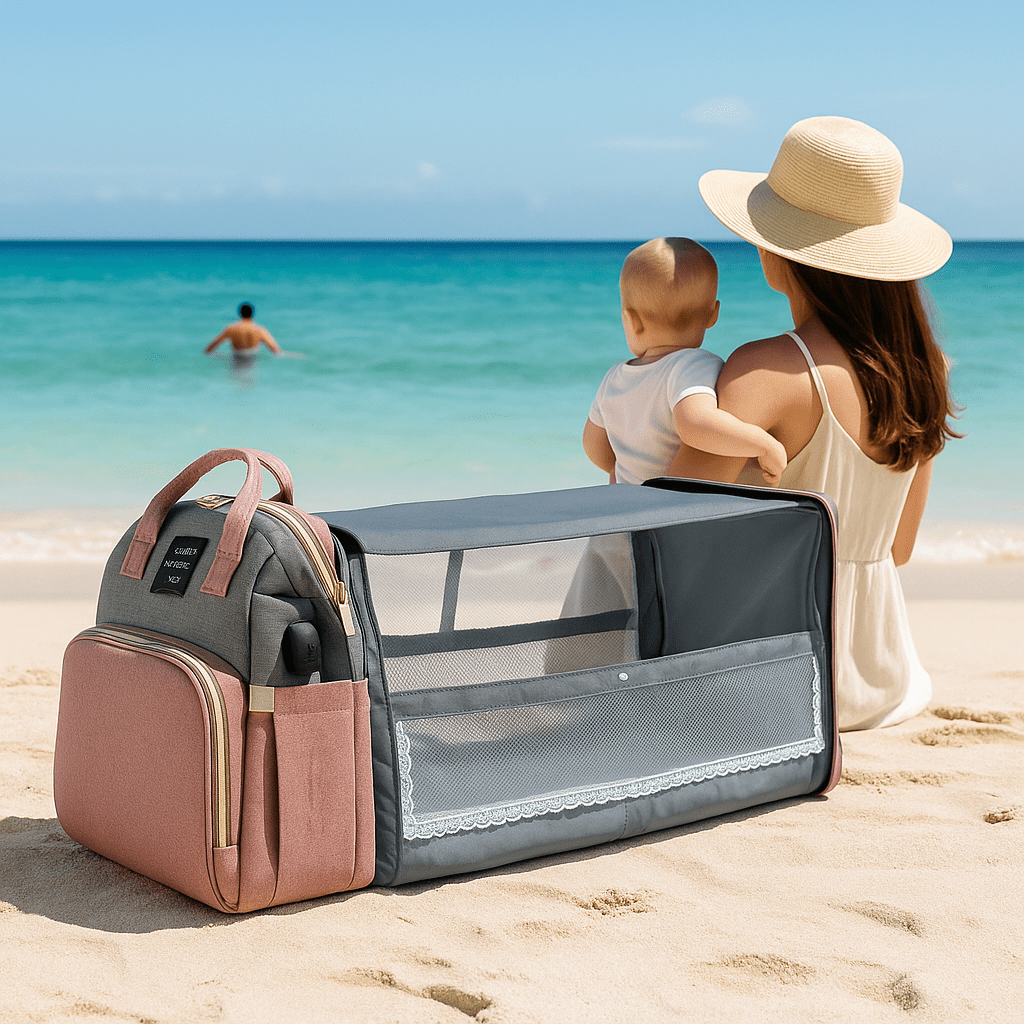 sac a langer lit bebe rose et gris