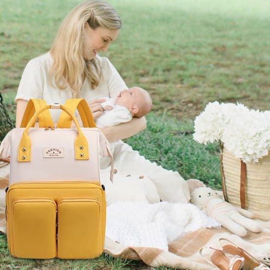 sac a langer petit luxe jaune et blanc