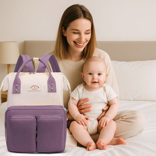 sac a langer petit luxe violet et blanc