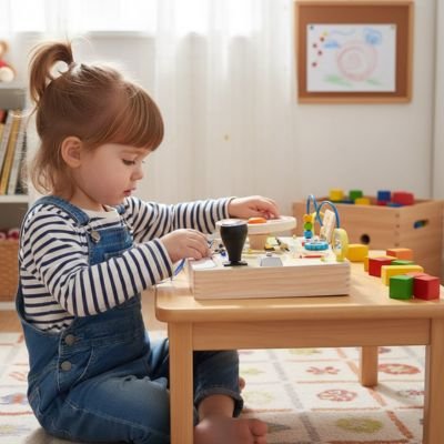 tableau activité volant voiture bébé bois