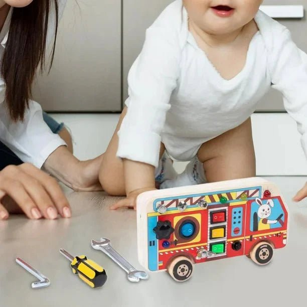 Tableau Montessori - BusyBoardCircuit™ - Autobus scolaire - Joujoux Bebe