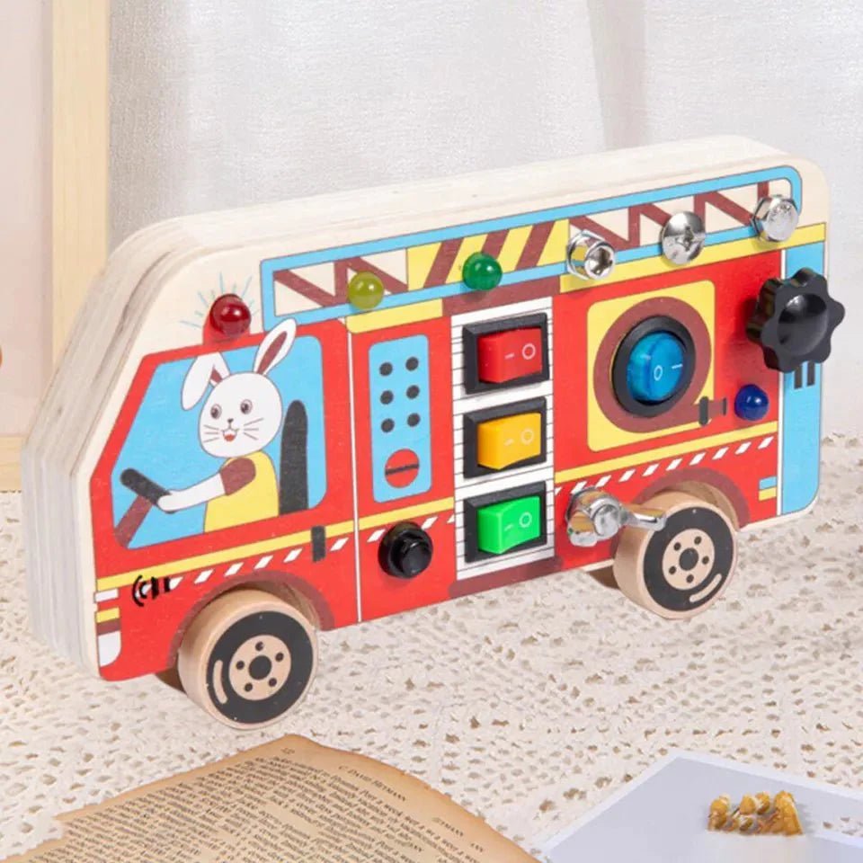 Tableau Montessori - BusyBoardCircuit™ - Autobus scolaire - Joujoux Bebe