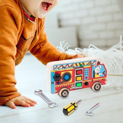 Tableau Montessori - BusyBoardCircuit™ - Autobus scolaire - Joujoux Bebe