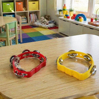 tambourin enfant rouge jaune jouet musical