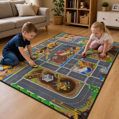 Tapis circuit voiture chantier et engins miniatures