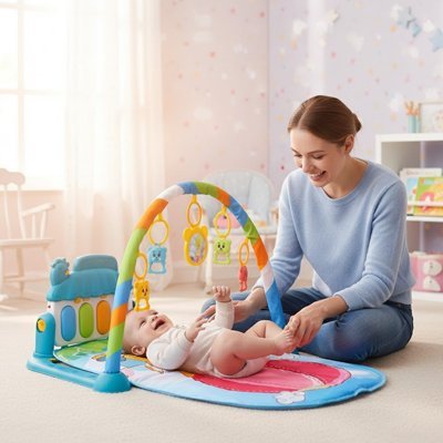 Tapis d'éveil bébé amuse maman et enfant