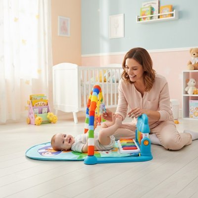 Tapis d'éveil bébé avec maman dans la chambre